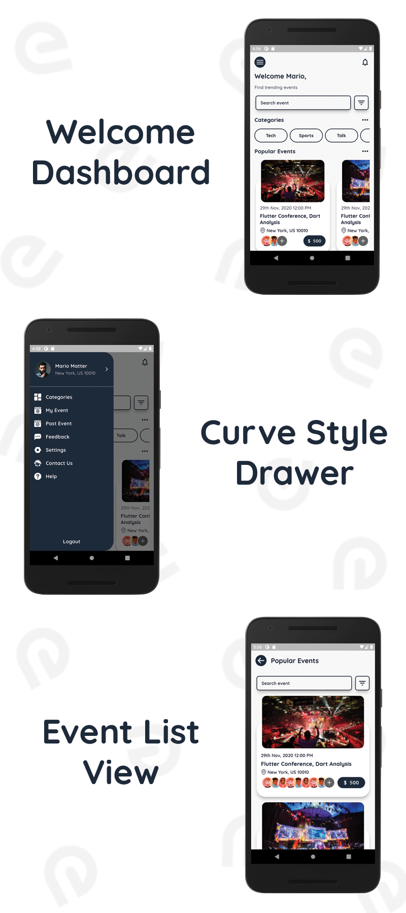 Event Pro - Events Management and Booking Flutter App UI Kit