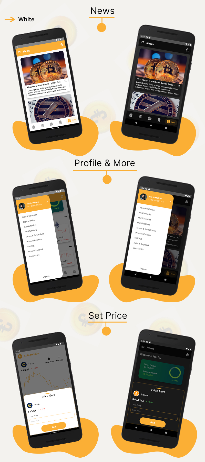 Coinpool – Crypto currency portfolio management flutter app UI kit